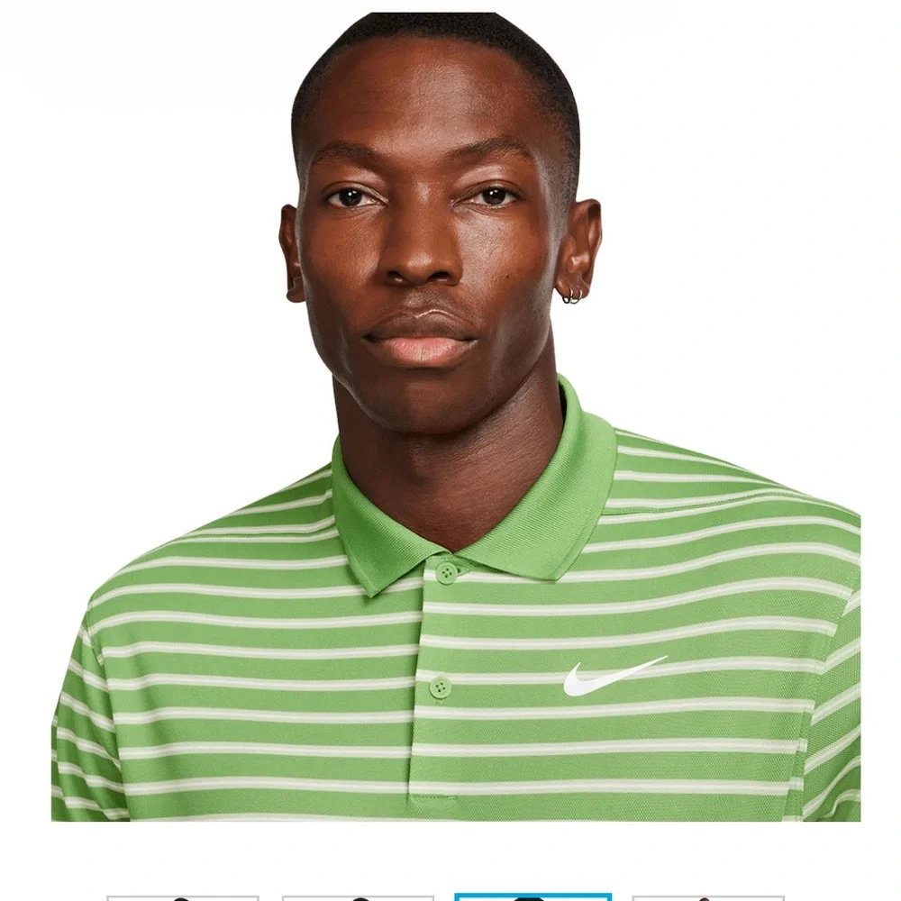Nike Men's Green and White Golf Polo Shirt